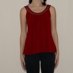 Y2k sparkly red tank top with back cutout size medium BCX